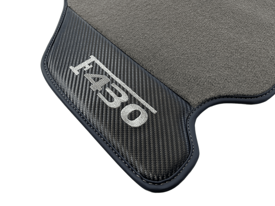 Gray Floor Mats For Ferrari F430 2004-2009 With Carbon Fiber Leather - AutoWin