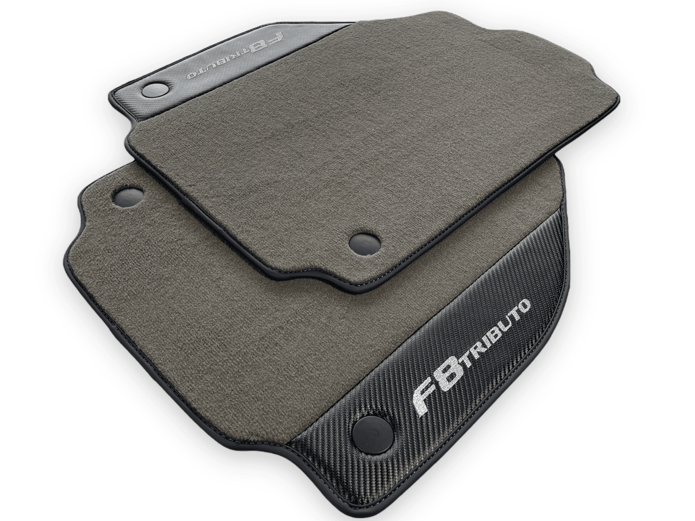 Gray Floor Mats For Ferrari F8 Tributo 2019-2022 With Carbon Leather - AutoWin