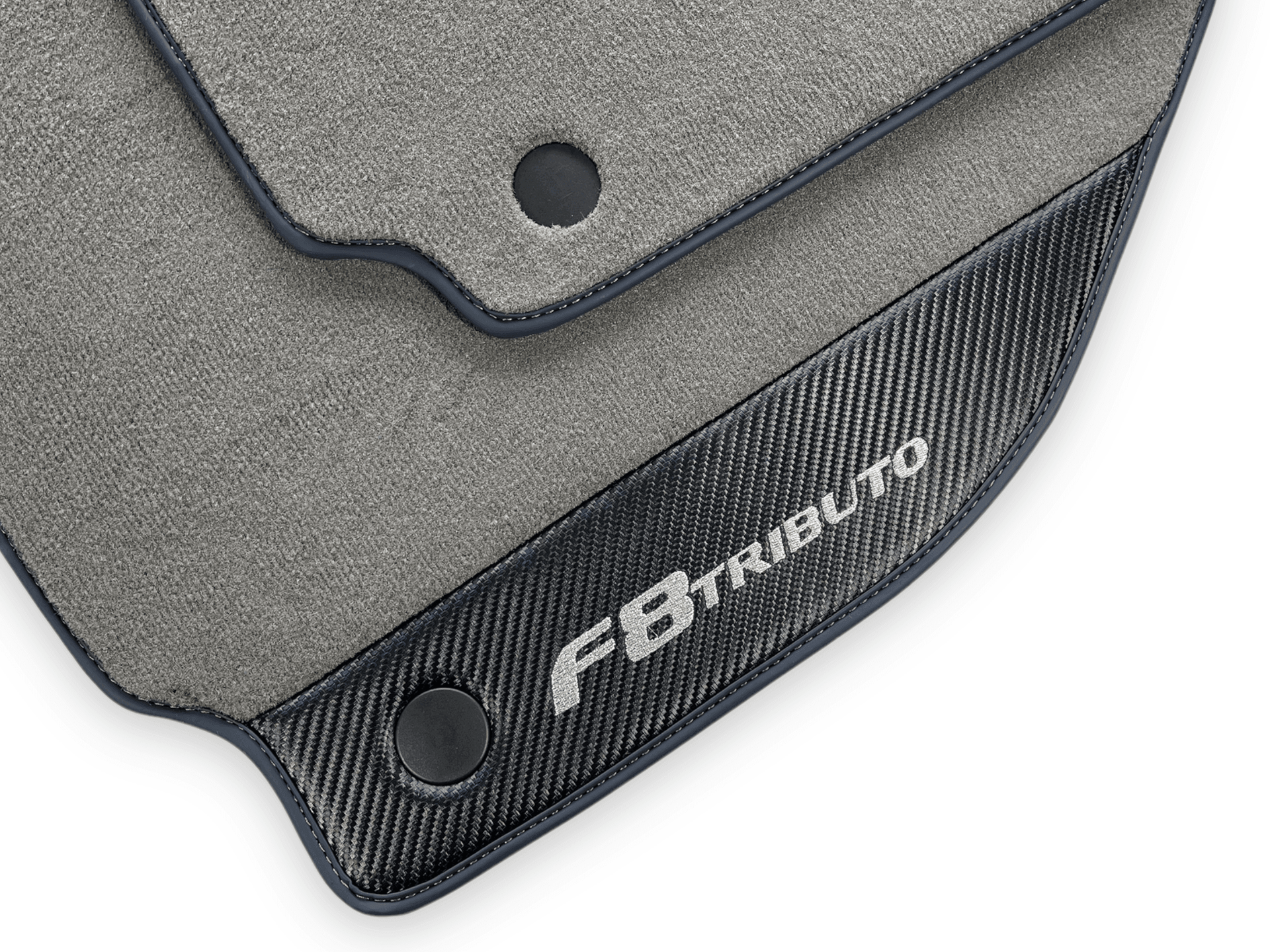 Gray Floor Mats For Ferrari F8 Tributo 2019-2022 With Carbon Leather - AutoWin