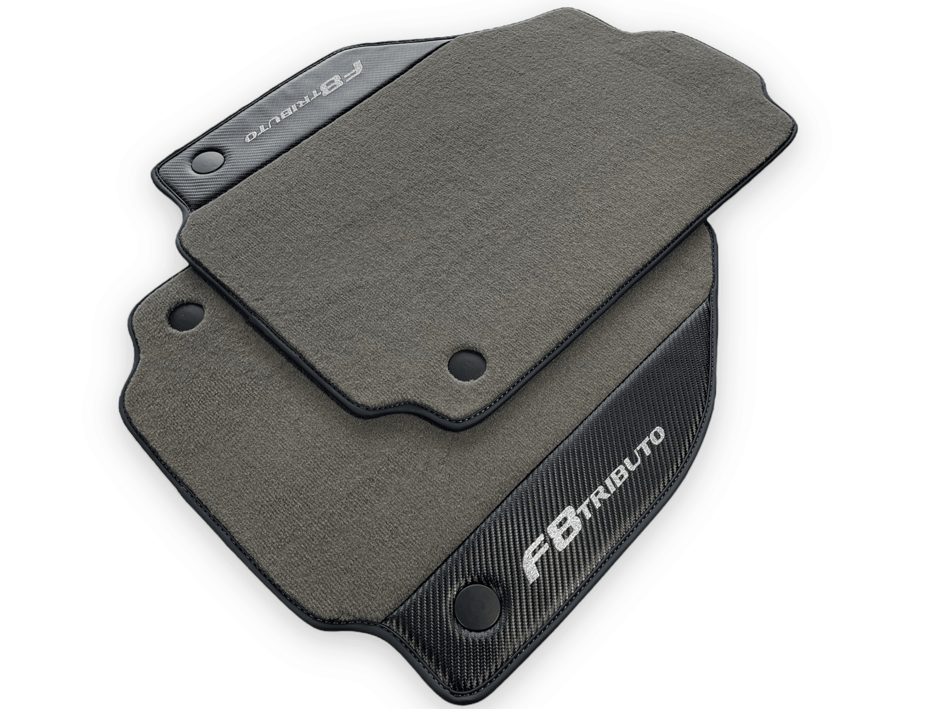 Gray Floor Mats For Ferrari F8 Tributo 2019-2022 With Carbon Leather - AutoWin