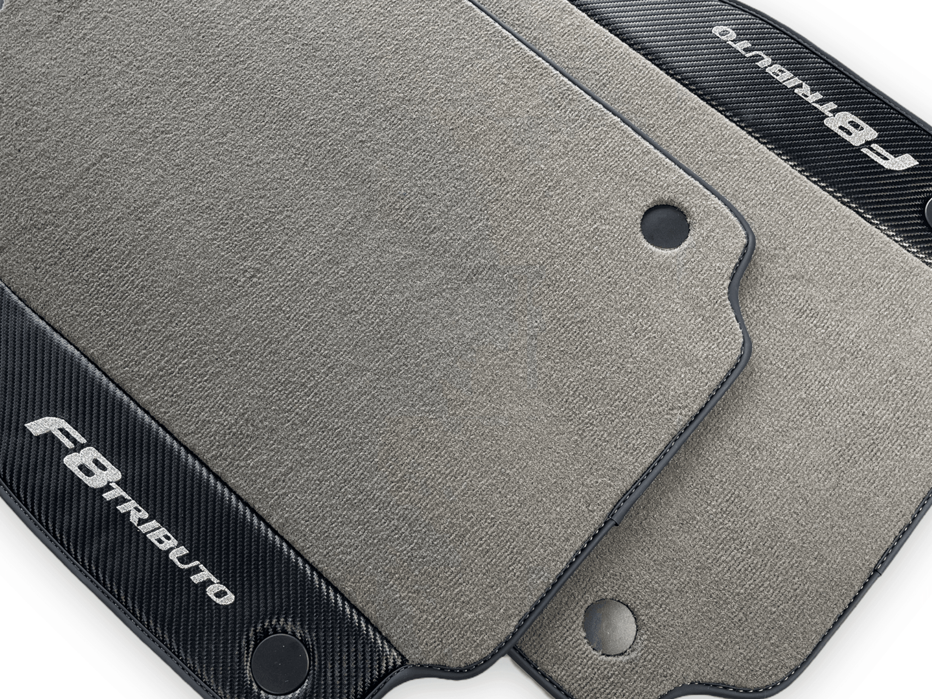 Gray Floor Mats For Ferrari F8 Tributo 2019-2022 With Carbon Leather - AutoWin
