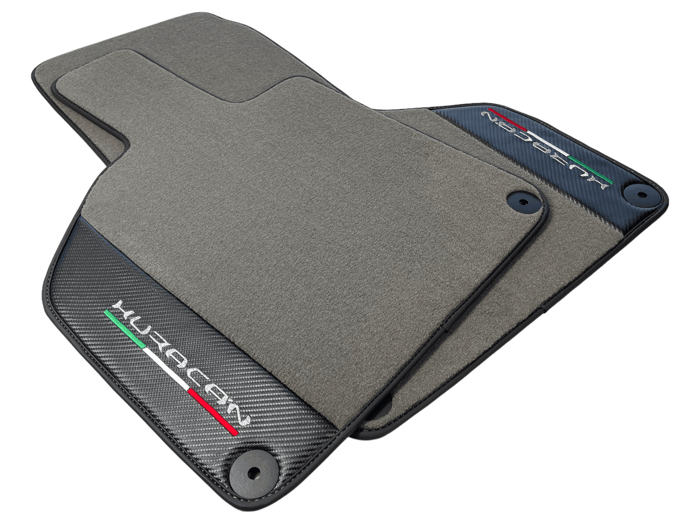Gray Floor Mats for Lamborghini Huracan With Carbon Fiber Leather - AutoWin