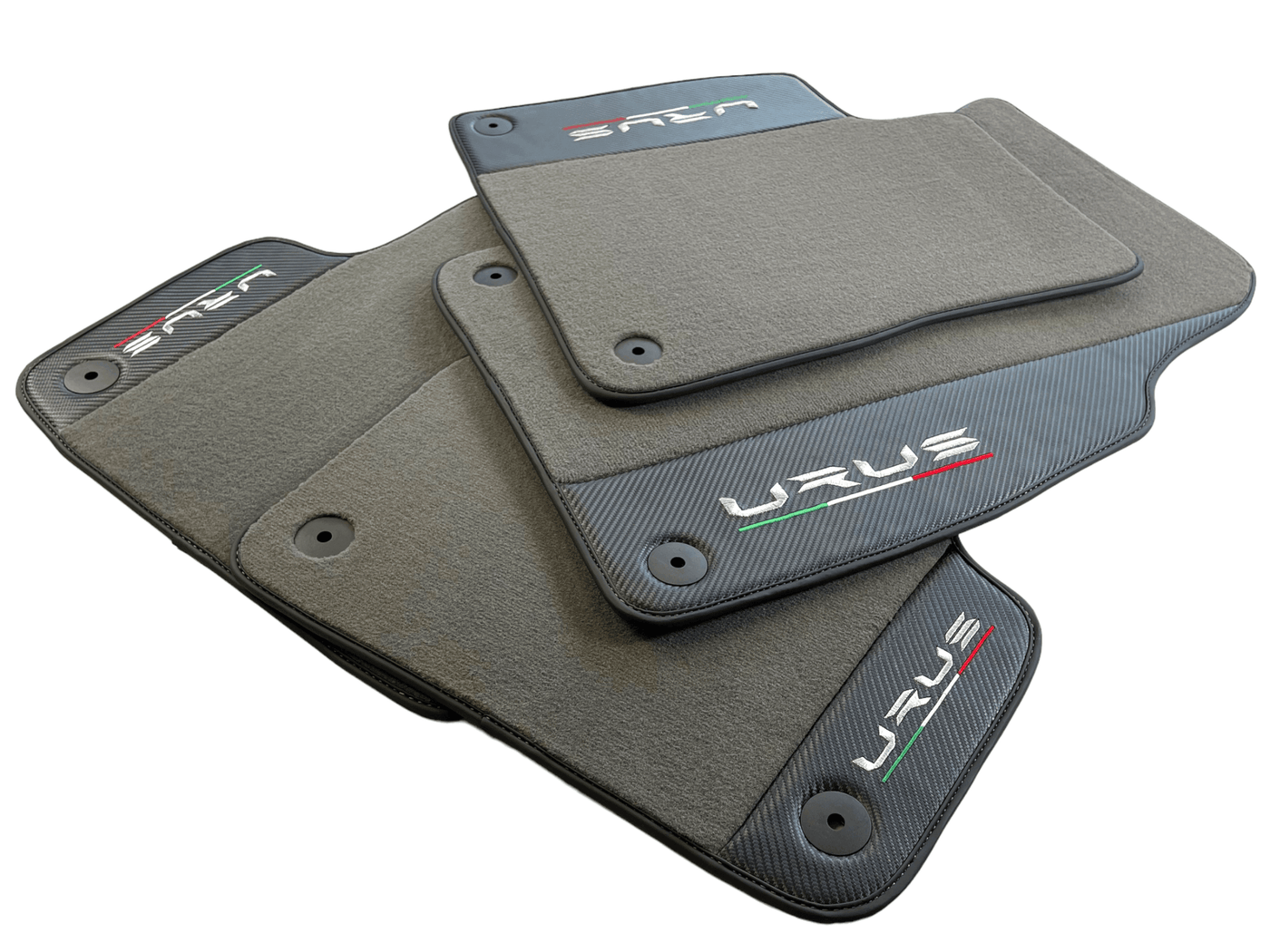 Gray Floor Mats For Lamborghini Urus With Carbon Leather - AutoWin