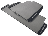 Gray Floor Mats For Tesla Model 3 With Alcantara Leather - AutoWin