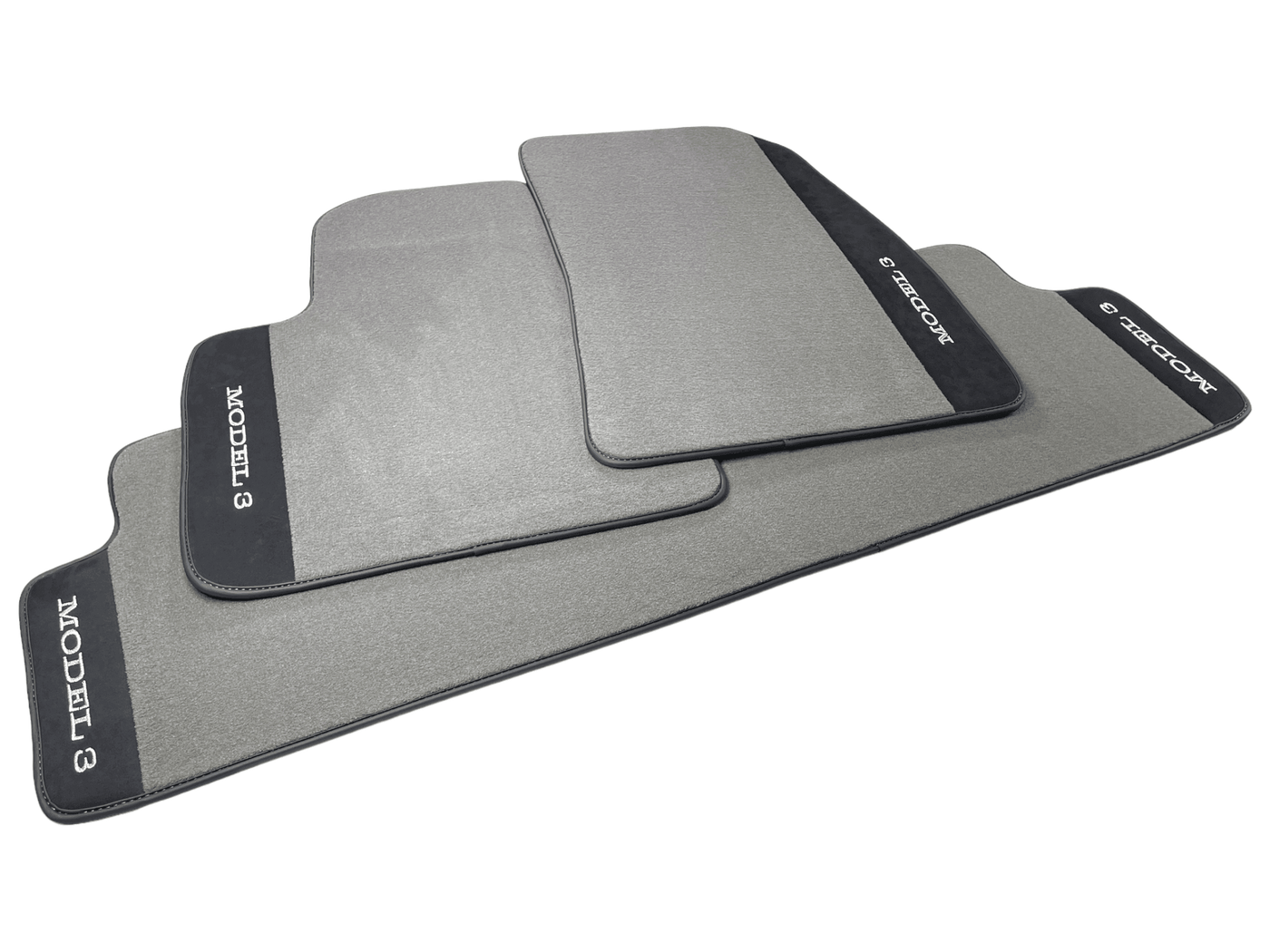 Gray Floor Mats For Tesla Model 3 With Alcantara Leather - AutoWin