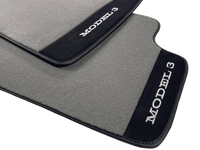 Gray Floor Mats For Tesla Model 3 With Alcantara Leather - AutoWin