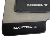 Gray Floor Mats For Tesla Model Y With Alcantara Leather - AutoWin