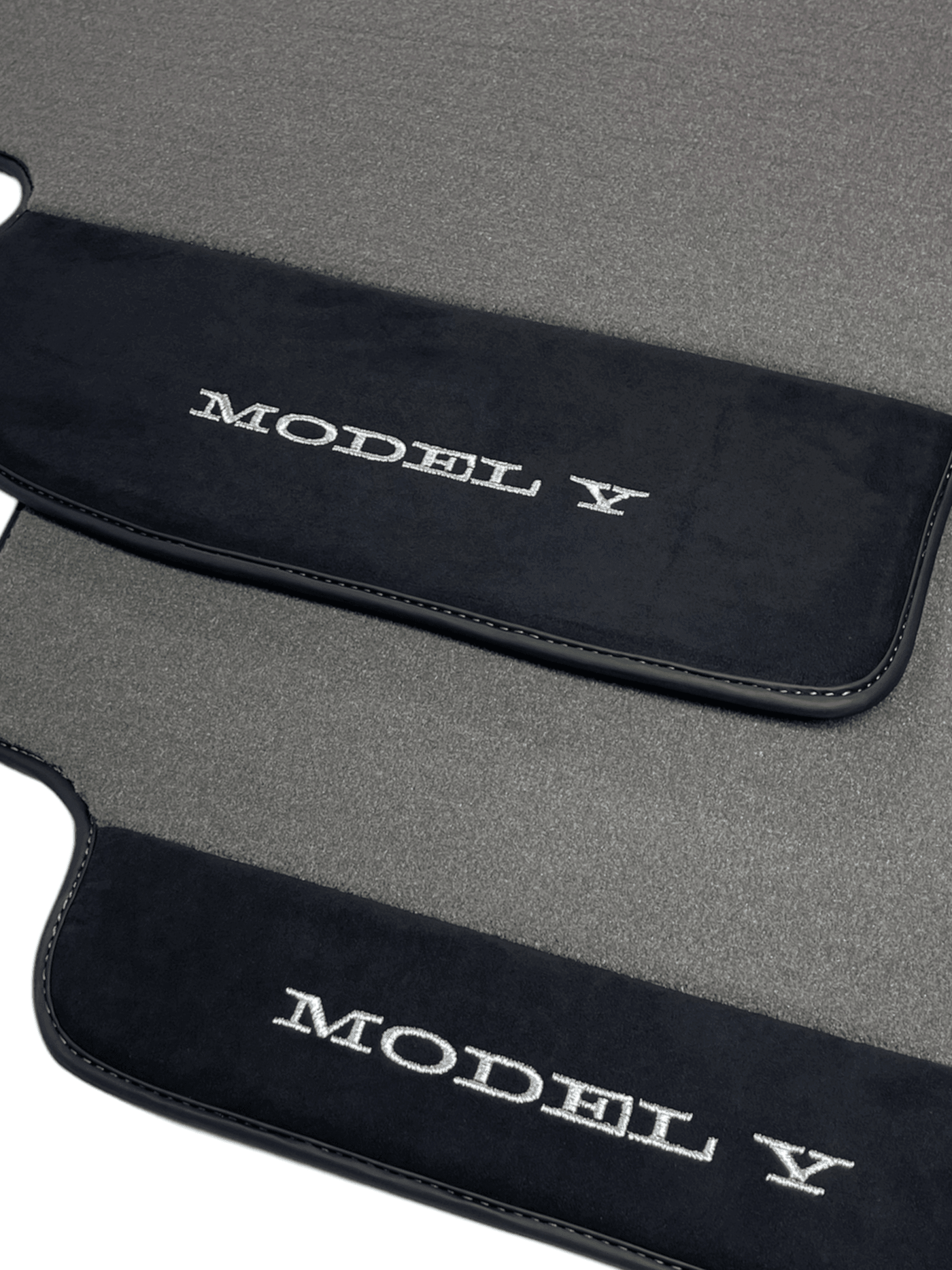 Gray Floor Mats For Tesla Model Y With Alcantara Leather - AutoWin