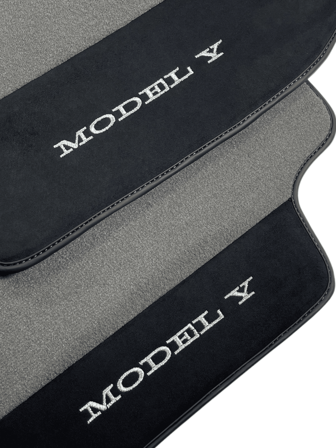 Gray Floor Mats For Tesla Model Y With Alcantara Leather - AutoWin