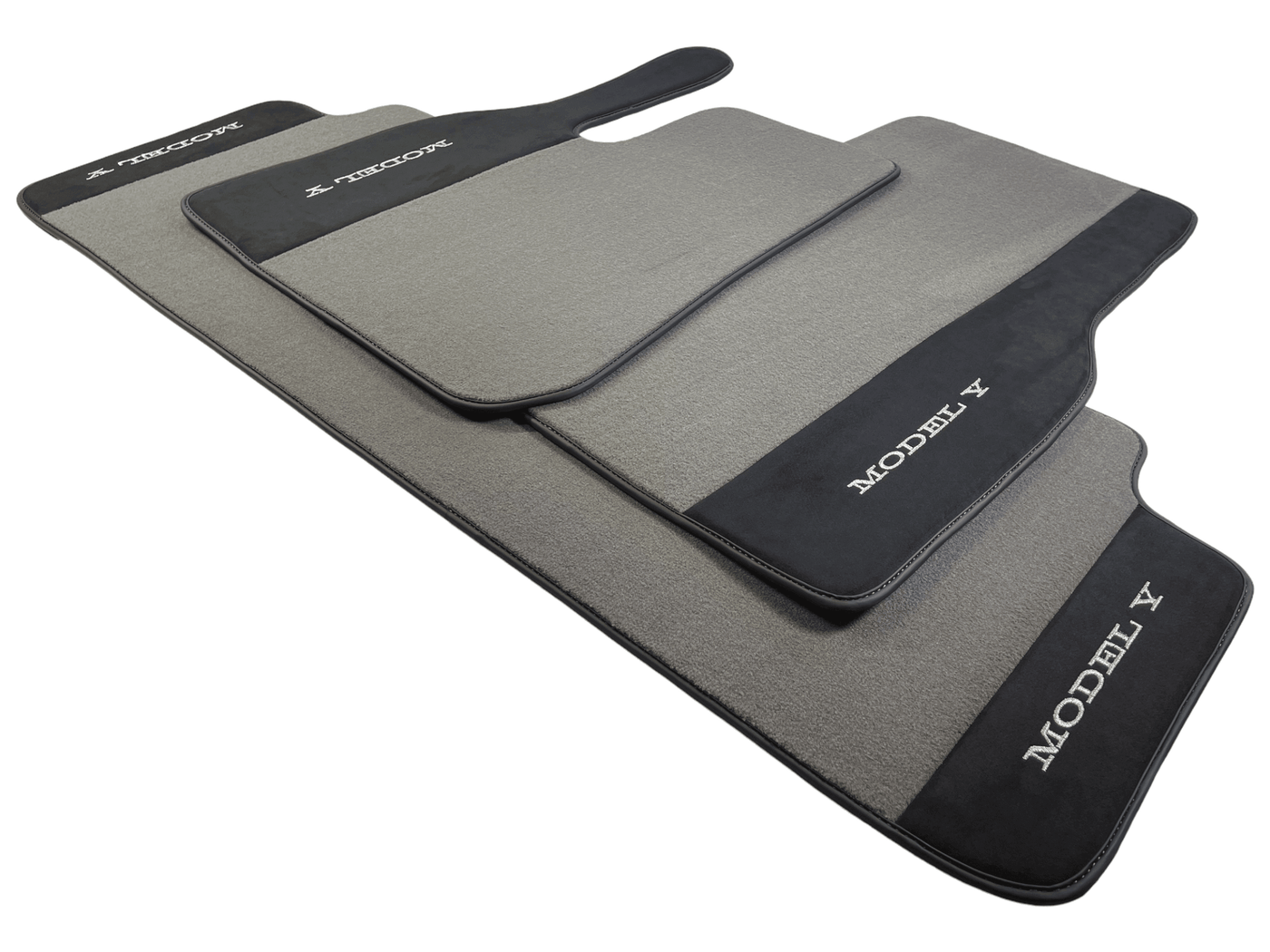 Gray Floor Mats For Tesla Model Y With Alcantara Leather - AutoWin
