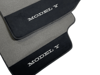 Gray Floor Mats For Tesla Model Y With Alcantara Leather - AutoWin