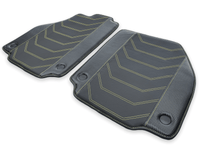 Leather Floor Mats For Ferrari 458 Italia 2009-2015 Black With Yellow Sewing - AutoWin