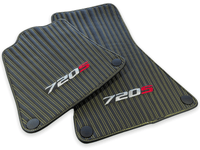 Leather Floor Mats For McLaren 720S Black Tailored Yellow Sewing - AutoWin