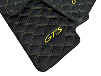 Leather Floor Mats for Porsche Cayenne GTS 2018-2023 Yellow Sewing - AutoWin