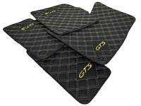 Leather Floor Mats for Porsche Panamera 2017-2023 971 Yellow Sewing - AutoWin
