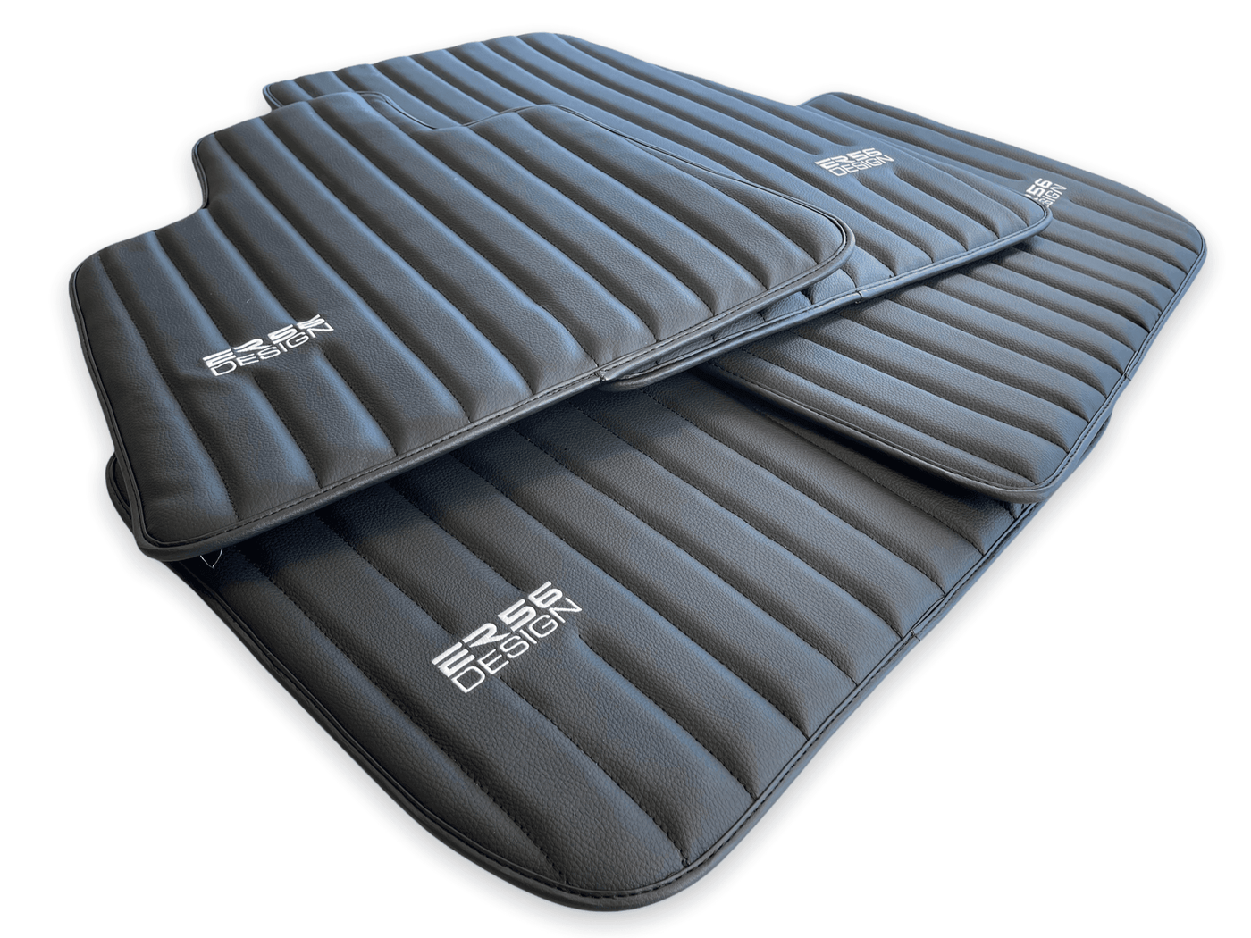 Black Leather Floor Mats for Rolls Royce Phantom VIII (2017-2024) ER56 Design Brand - AutoWin