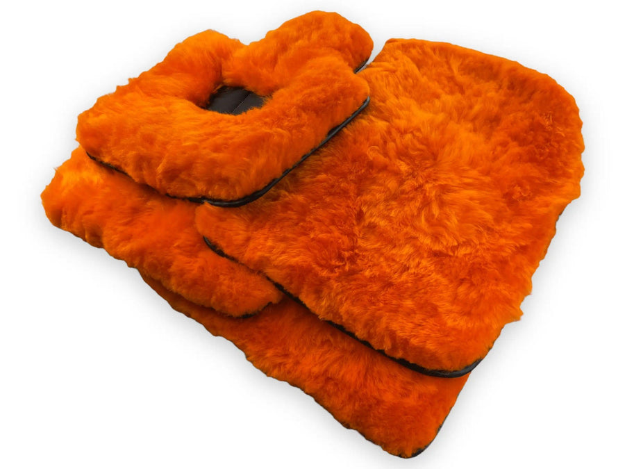 Orange Sheepskin Floor Mats For Bentley Flying Spur (2013-2019) Er56 Design Brand - AutoWin