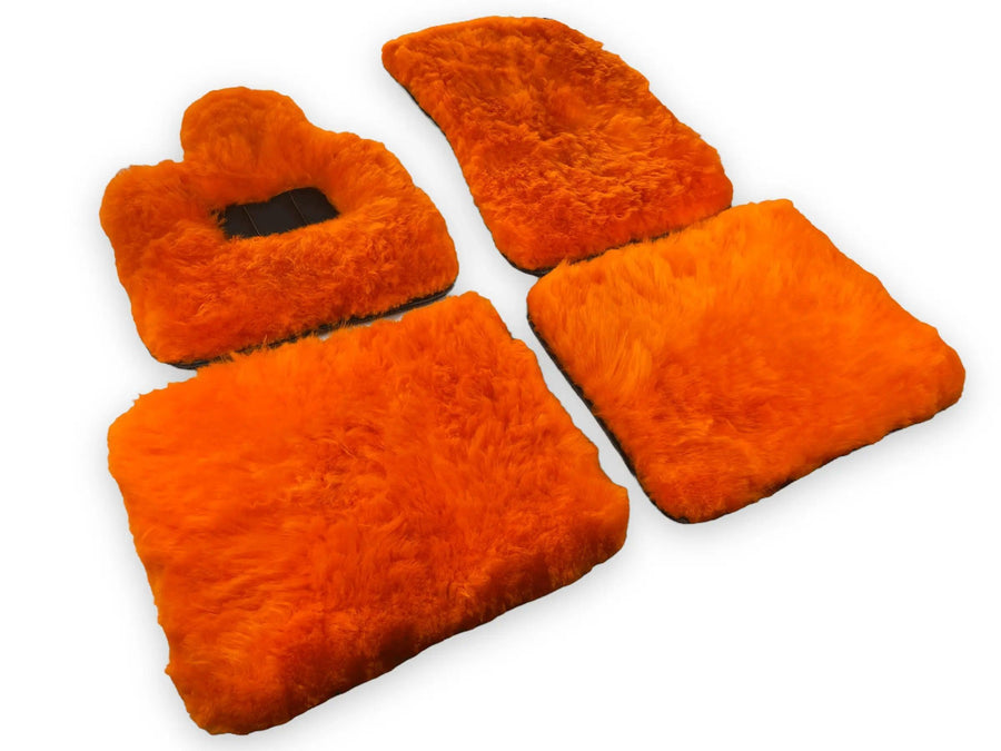 Orange Sheepskin Floor Mats For Bentley Flying Spur (2013-2019) Er56 Design Brand - AutoWin