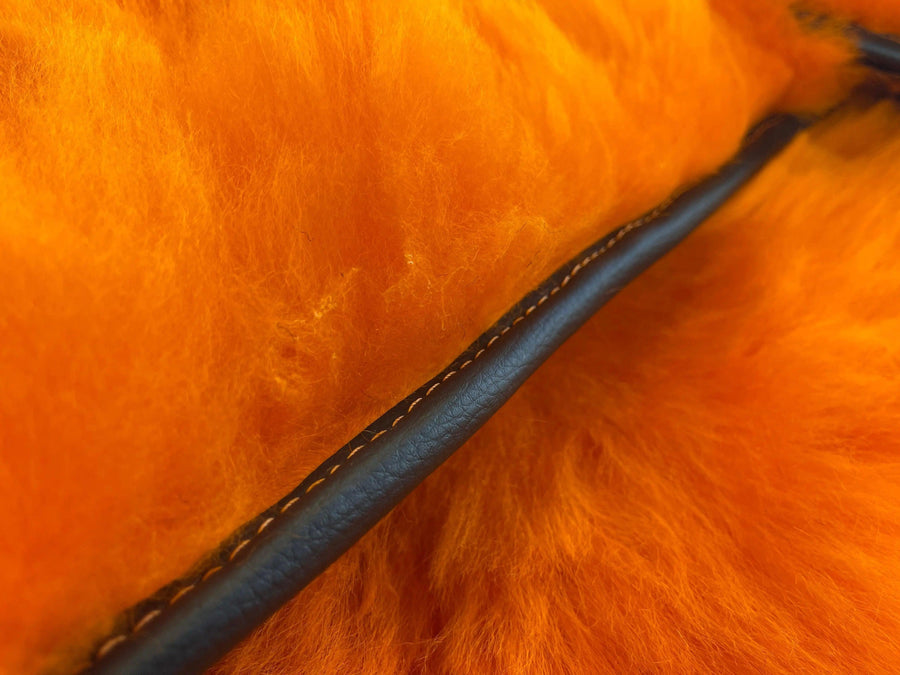 Orange Sheepskin Floor Mats For Bentley Flying Spur (2013-2019) Er56 Design Brand - AutoWin