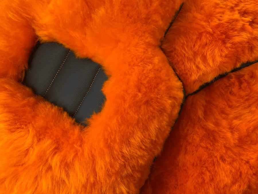 Orange Sheepskin Floor Mats For Bentley Mulsanne (2010-2020) Er56 Design Brand - AutoWin