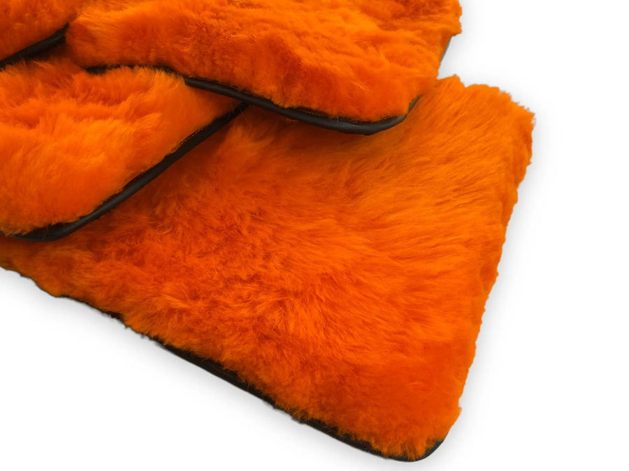 Orange Sheepskin Floor Mats For Bentley Mulsanne (2010-2020) Er56 Design Brand - AutoWin