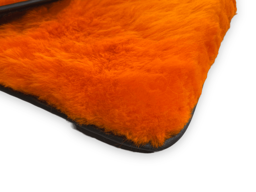Orange Sheepskin Floor Mats For Rolls Royce Cullinan Rr31 2018-2023 Er56 Design Brand - AutoWin