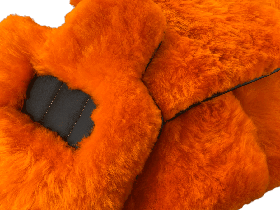 Orange Sheepskin Floor Mats For Rolls Royce Phantom VIII (2017-2024) ER56 Design Brand - AutoWin