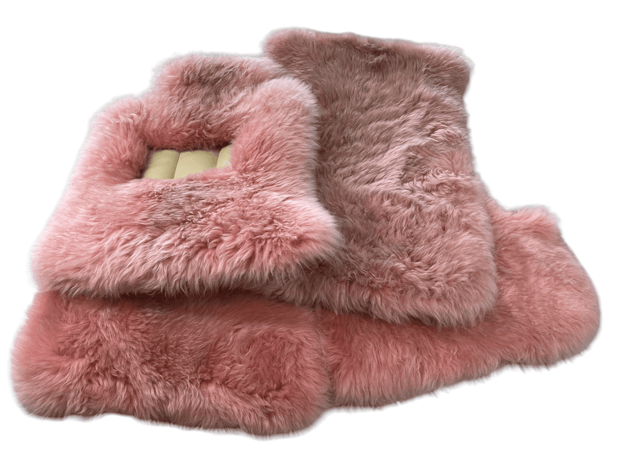 Pink Sheepskin Floor Mats For Rolls Royce Dawn Rr6 2016-2023 Er56 Design Brand - AutoWin