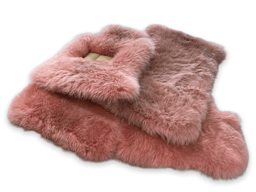 Pink Sheepskin Floor Mats For Rolls Royce Dawn Rr6 2016-2023 Er56 Design Brand - AutoWin
