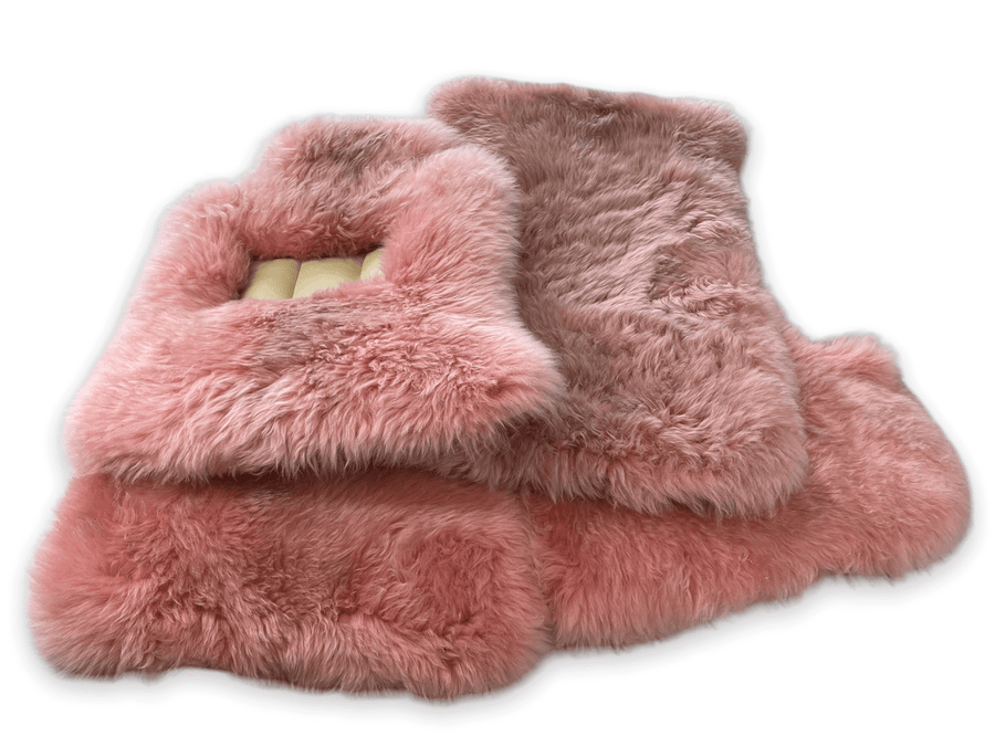 Pink Sheepskin Floor Mats For Rolls Royce Dawn Rr6 2016-2023 Er56 Design Brand - AutoWin