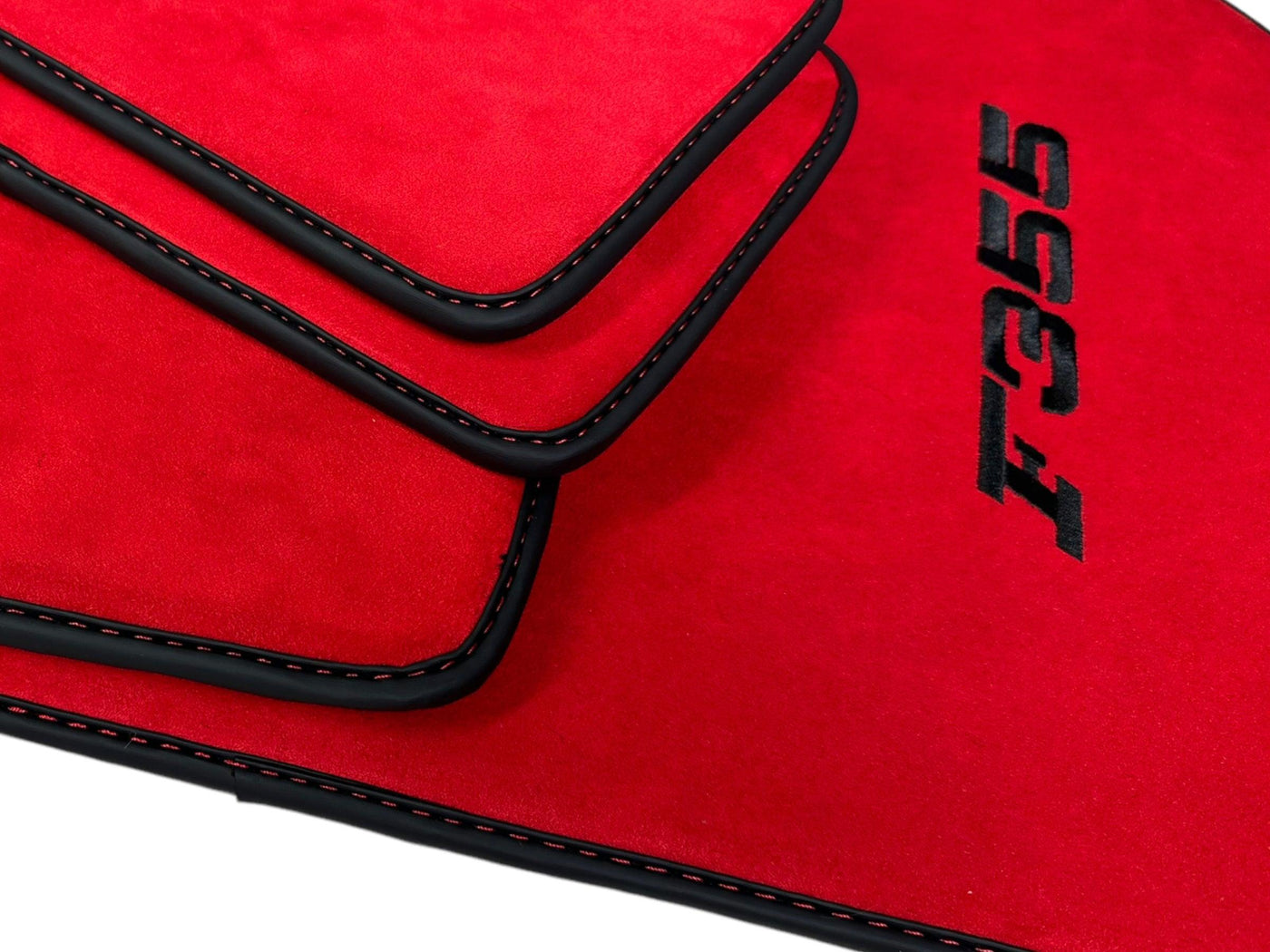 Red Alcantara Floor Mats For Ferrari F355 1994-1999 - AutoWin