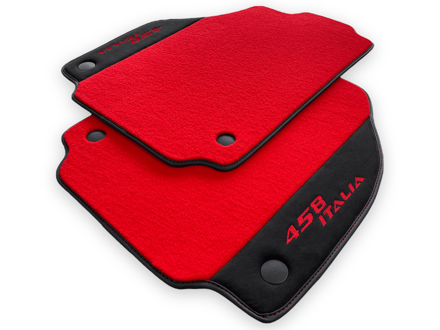 Red Floor Mats For Ferrari 458 Italia 2009-2015 Black Alcantara Leather - AutoWin