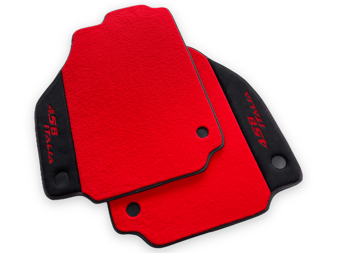 Red Floor Mats For Ferrari 458 Italia 2009-2015 Black Alcantara Leather - AutoWin