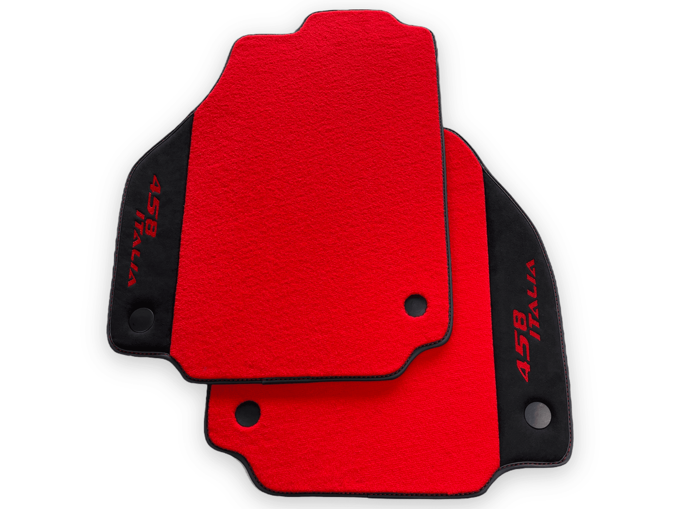 Red Floor Mats For Ferrari 458 Italia 2009-2015 Black Alcantara Leather - AutoWin