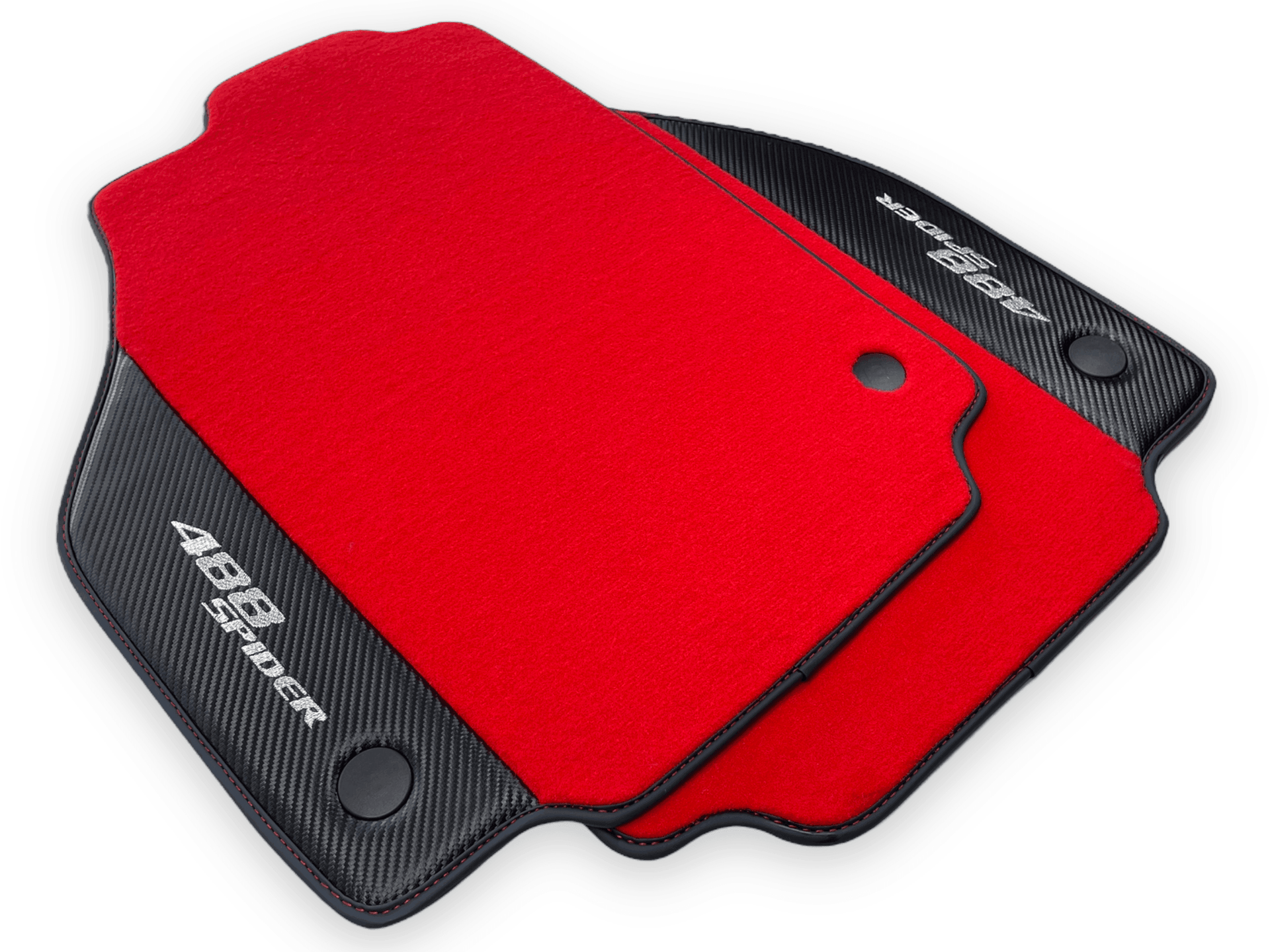 Red Floor Mats For Ferrari 488 Spider 2015-2022 Carbon Fiber - AutoWin