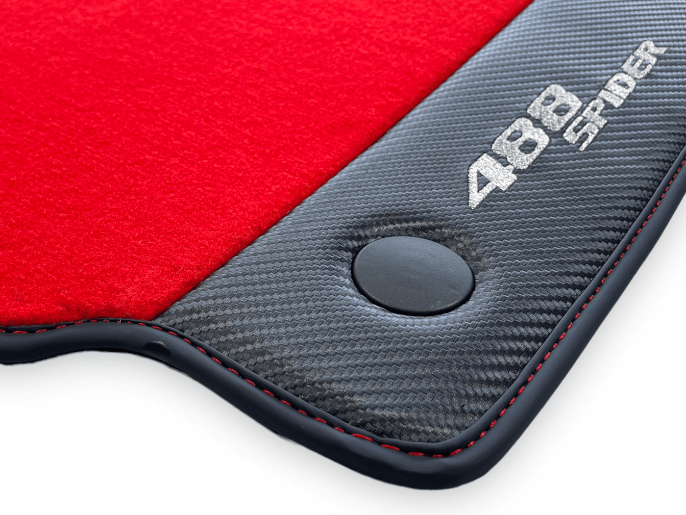Red Floor Mats For Ferrari 488 Spider 2015-2022 Carbon Fiber - AutoWin