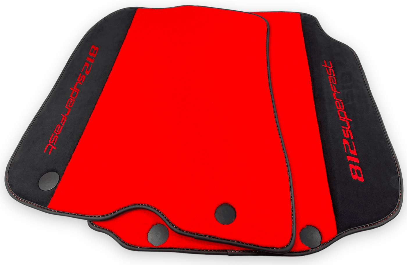 Red Floor Mats For Ferrari 812 Superfast With Alcantara Leather - AutoWin