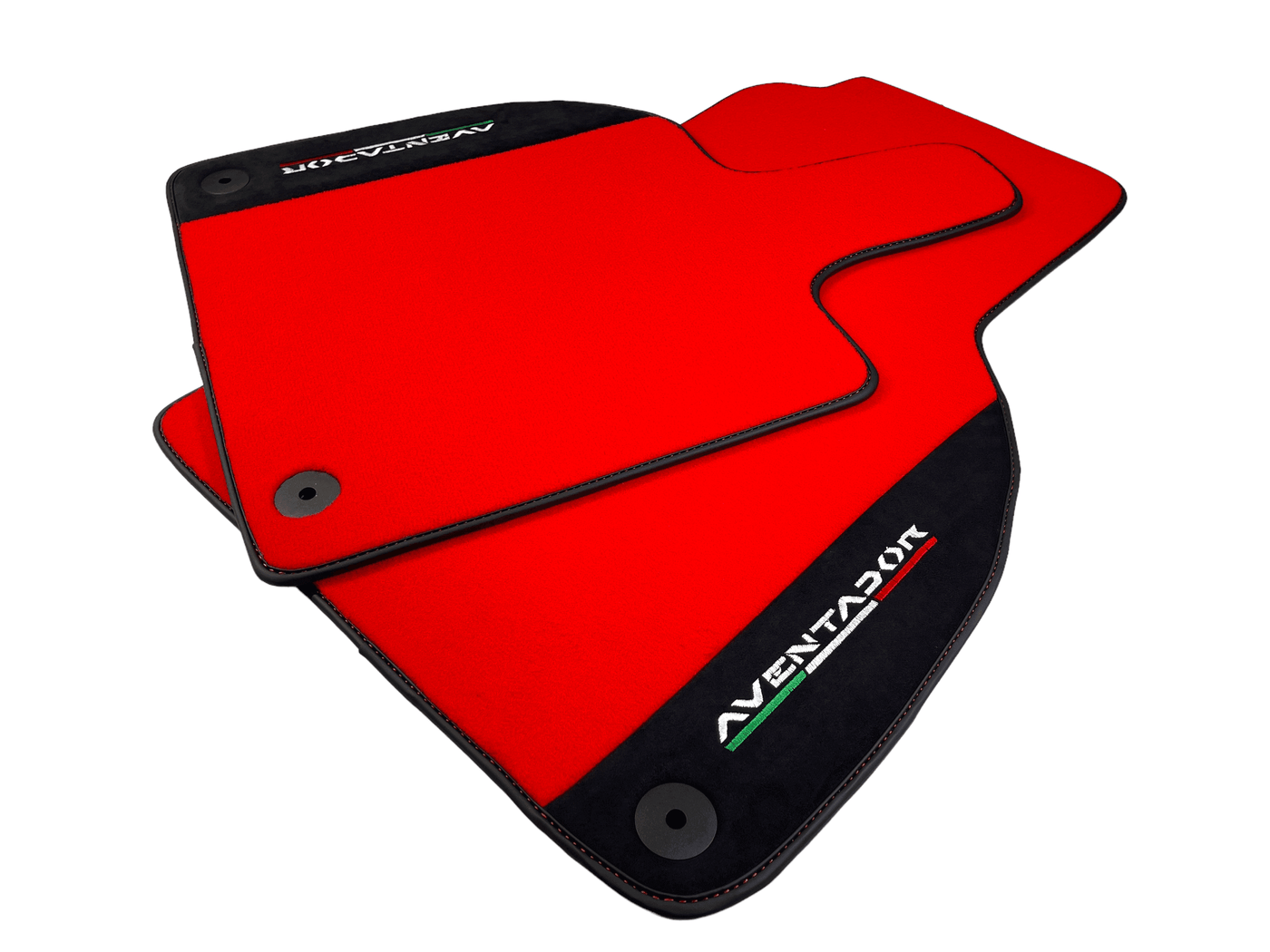 Red Floor Mats for Lamborghini Aventador With Alcantara Leather - AutoWin