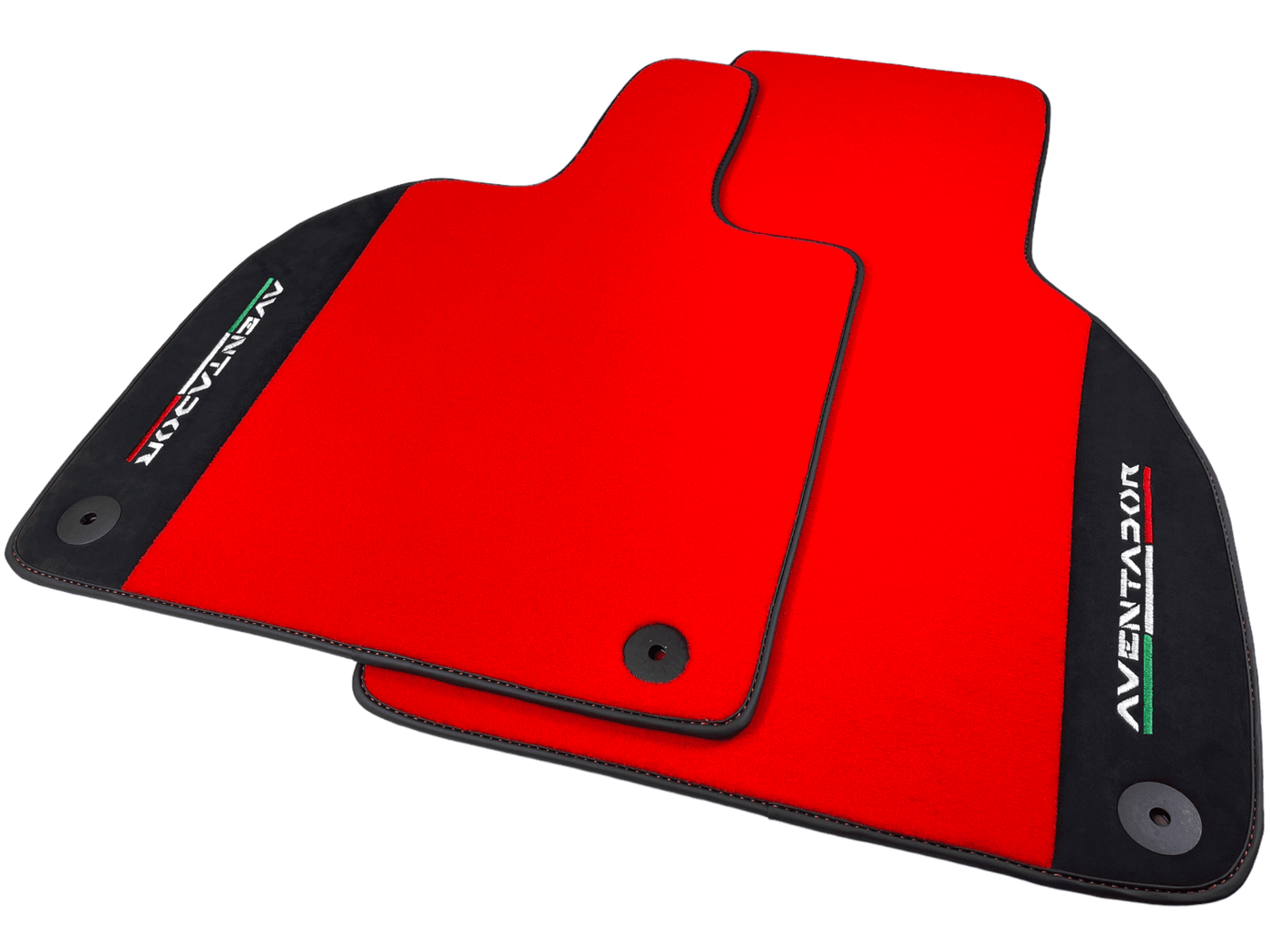Red Floor Mats for Lamborghini Aventador With Alcantara Leather - AutoWin