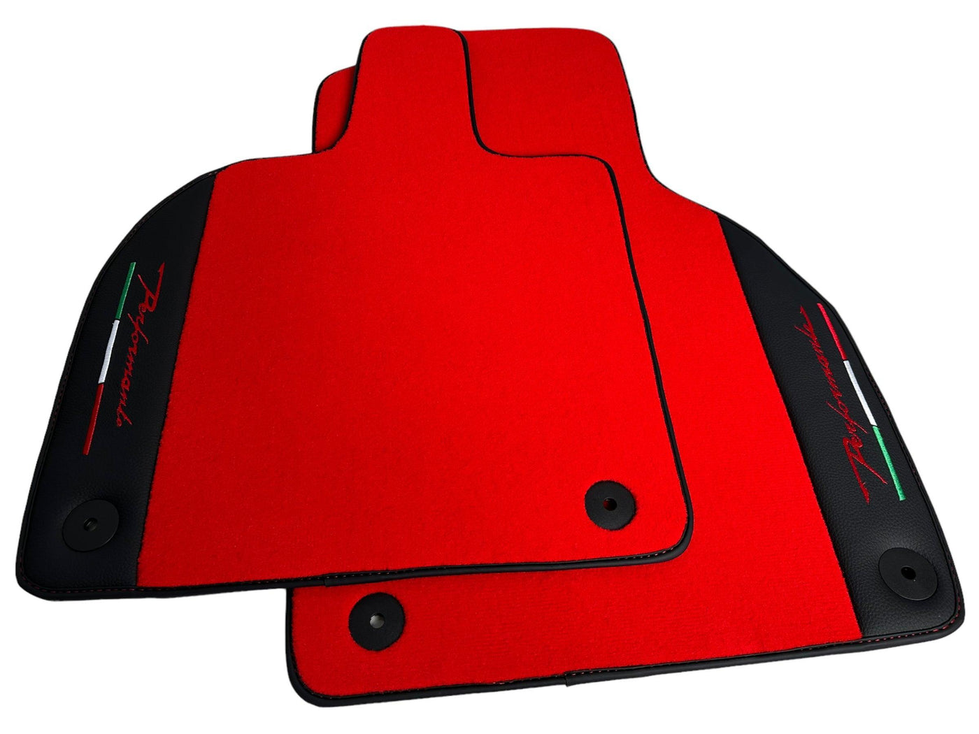Red Floor Mats for Lamborghini Aventador With Black Leather - AutoWin