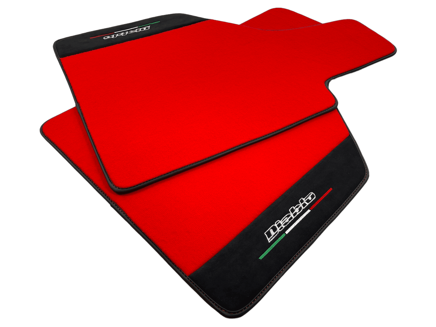 Red Floor Mats for Lamborghini Diablo 1990-2001 With Alcantara Leather - AutoWin
