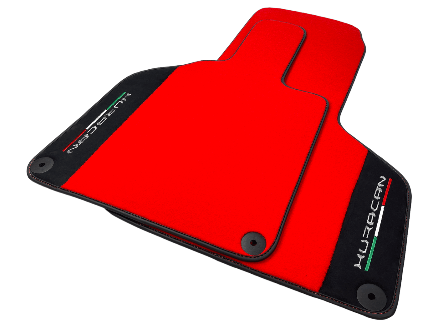 Red Floor Mats for Lamborghini Huracan With Alcantara Leather - AutoWin