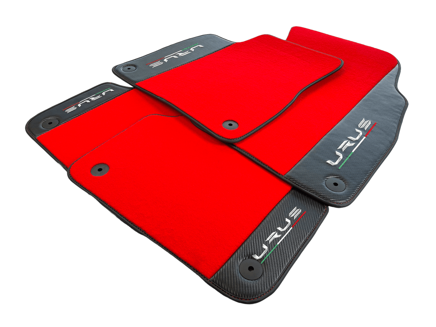 Red Floor Mats For Lamborghini Urus With Carbon Leather - AutoWin