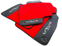 Red Floor Mats For Lamborghini Urus With Carbon Leather - AutoWin
