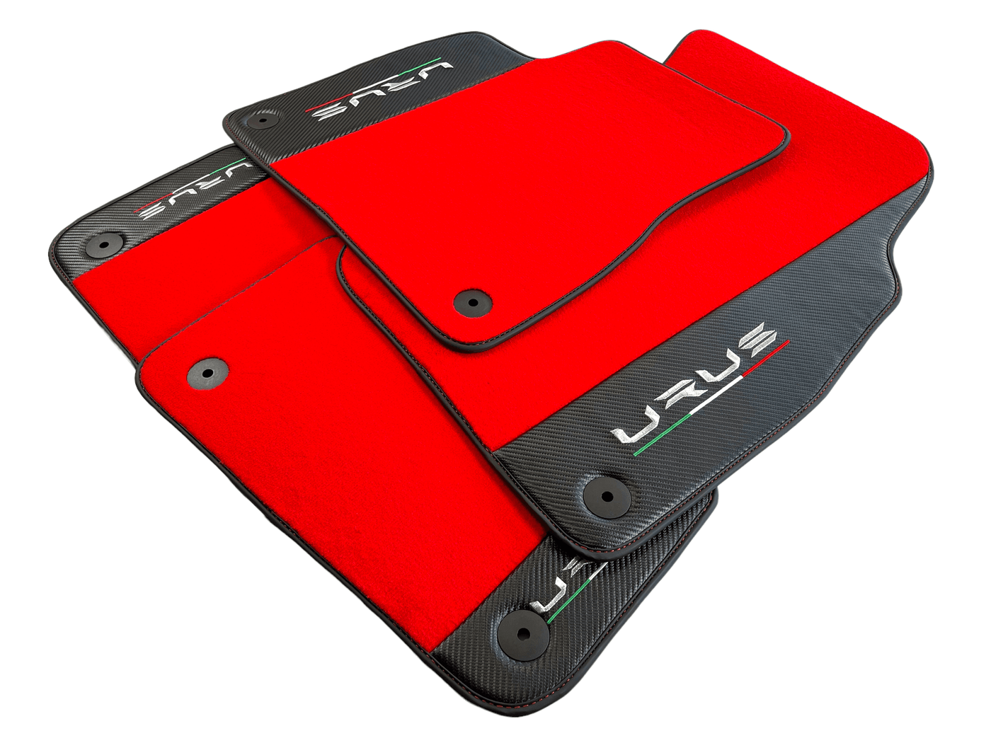 Red Floor Mats For Lamborghini Urus With Carbon Leather - AutoWin