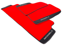 Red Floor Mats For Tesla Model 3 With Alcantara Leather - AutoWin
